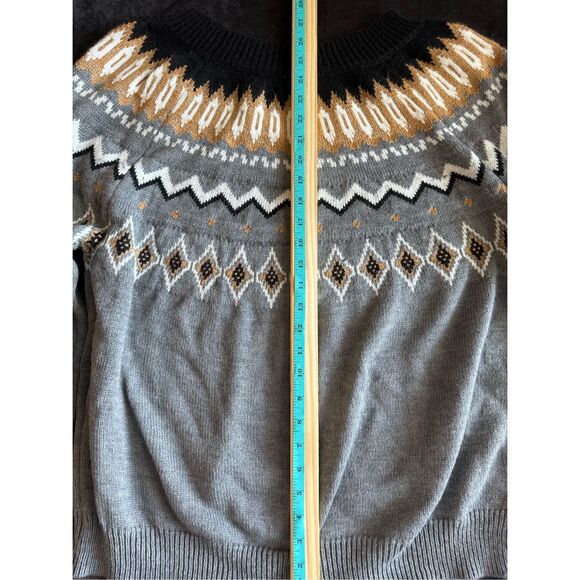 Crown & Ivy Womens Nordic Knit Sweater Size 3X Fair Isle Preppy Fall Ski Lodge - Picture 13 of 14